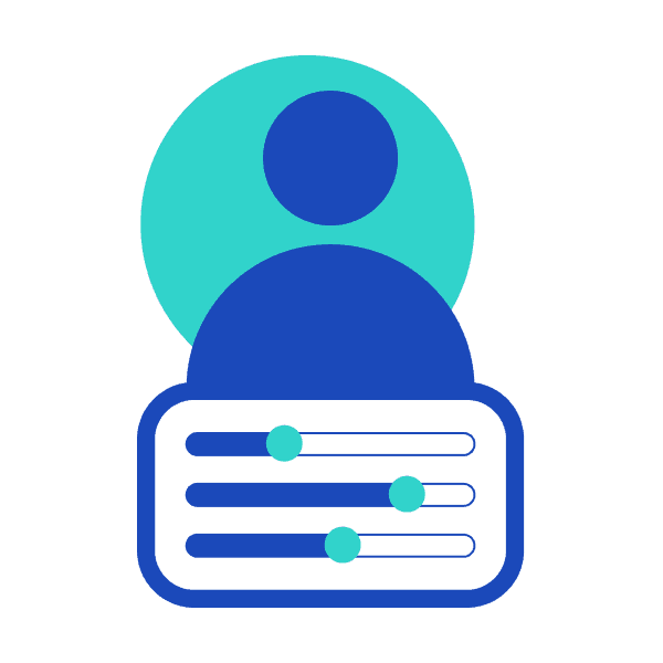 A coin flying from the pictogram of a bank to the pictogram of a user